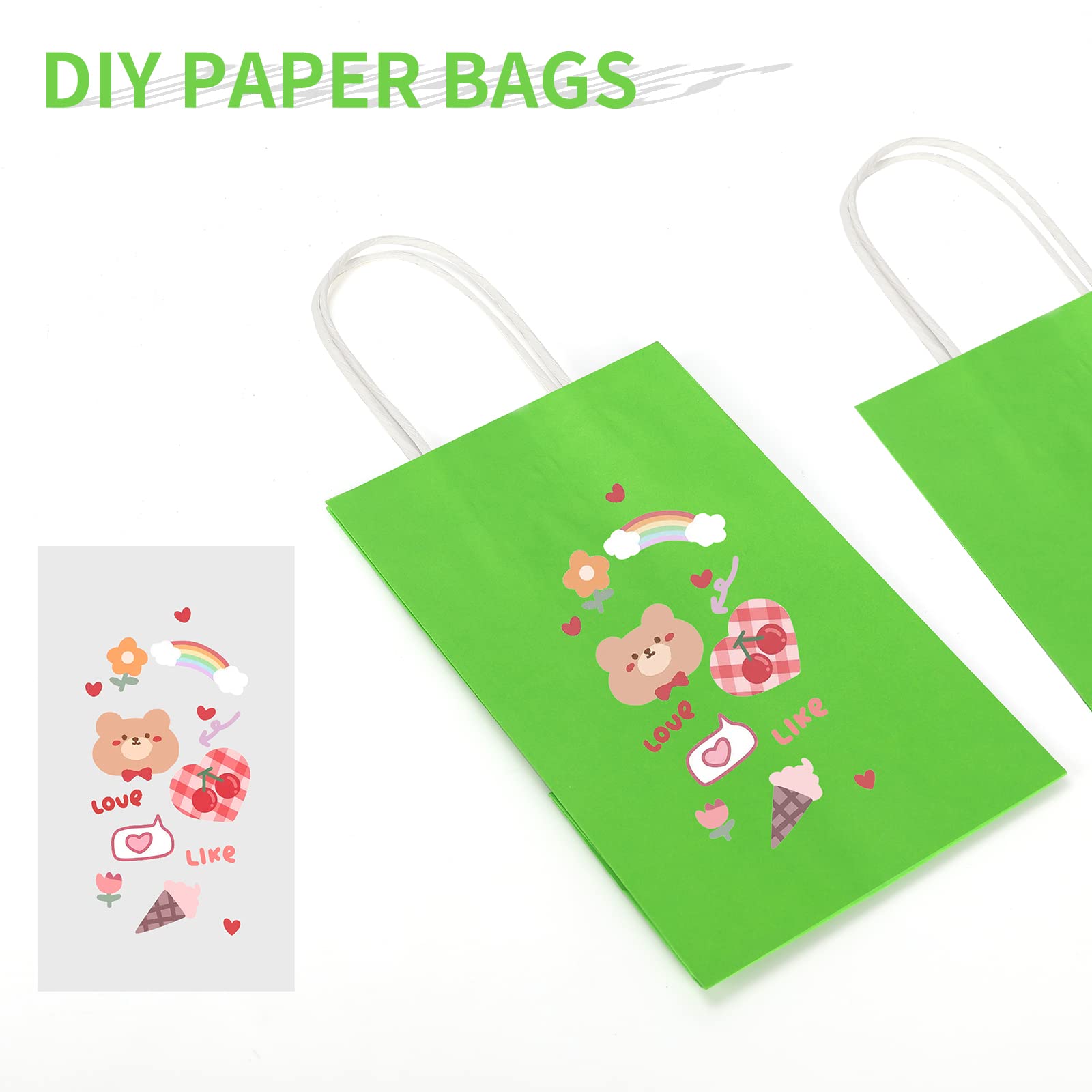 50 Pack 5.25x3.25x8.25 Inch Kraft Paper Bags with Handles - Bulk Gift Bags for Parties, Retail & Favors