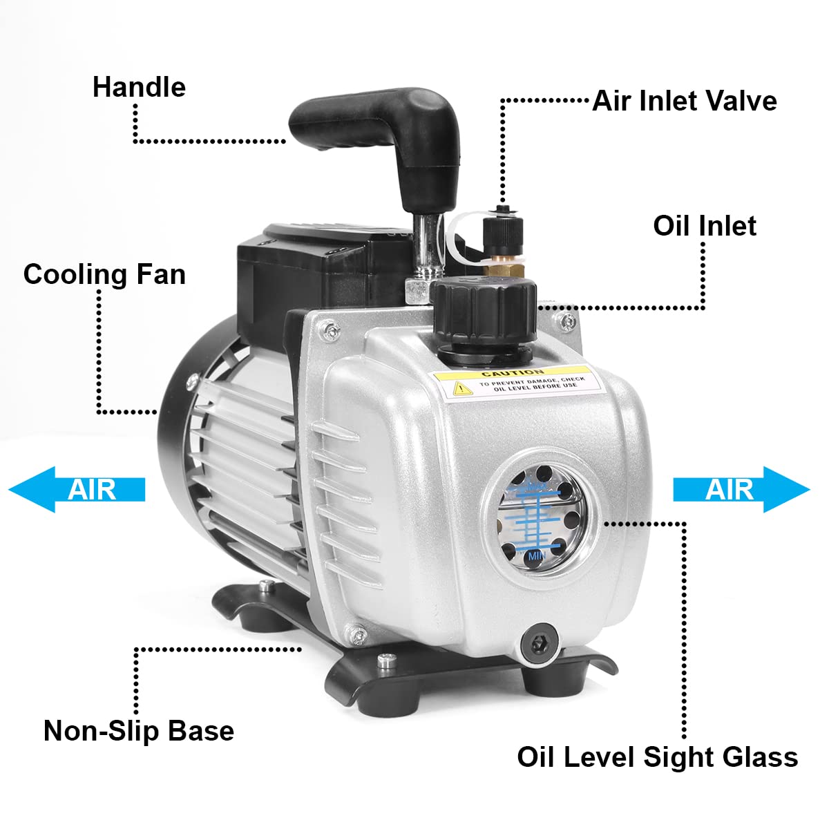 XtremepowerUS 3.5CFM 1/4HP HVAC Vacuum Pump - Professional AC Refrigeration Kit for R134a R12 R22 R410a - Includes Manifold Gauge Set & Carrying Tote - Perfect for Auto AC Repair & Home HVAC Maintenance