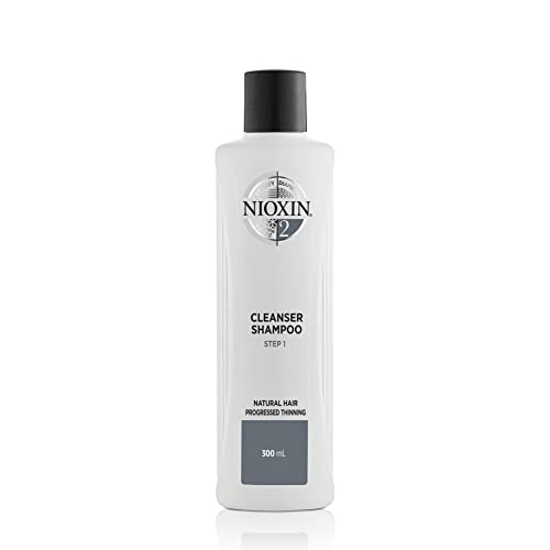Nioxin System 2 Scalp Cleansing Shampoo with Peppermint Oil - Dry & Sensitive Scalp Treatment, Dandruff Relief & Anti-Hair Breakage for Natural Hair with Thinning - 10.1 fl oz - Perfect for Daily Hair Care Routine & Scalp Health Maintenance