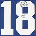Peyton Manning Autographed Indianapolis Colts Blue Mitchell & Ness Authentic NFL Jersey with HOF 21 Inscription - Perfect for Football Fans, Collectors, and Sports Memorabilia Displays