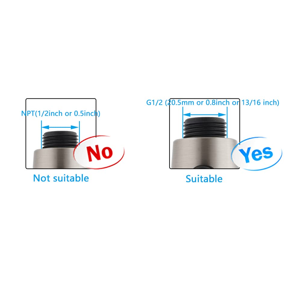 Pull-Out Spray Head Replacement for Kitchen Sink Faucet - 2 Function Shower Sprayer with G1/2 Male Thread Connection - Chrome Finish - Perfect for Washing Dishes, Fruits & Vegetables