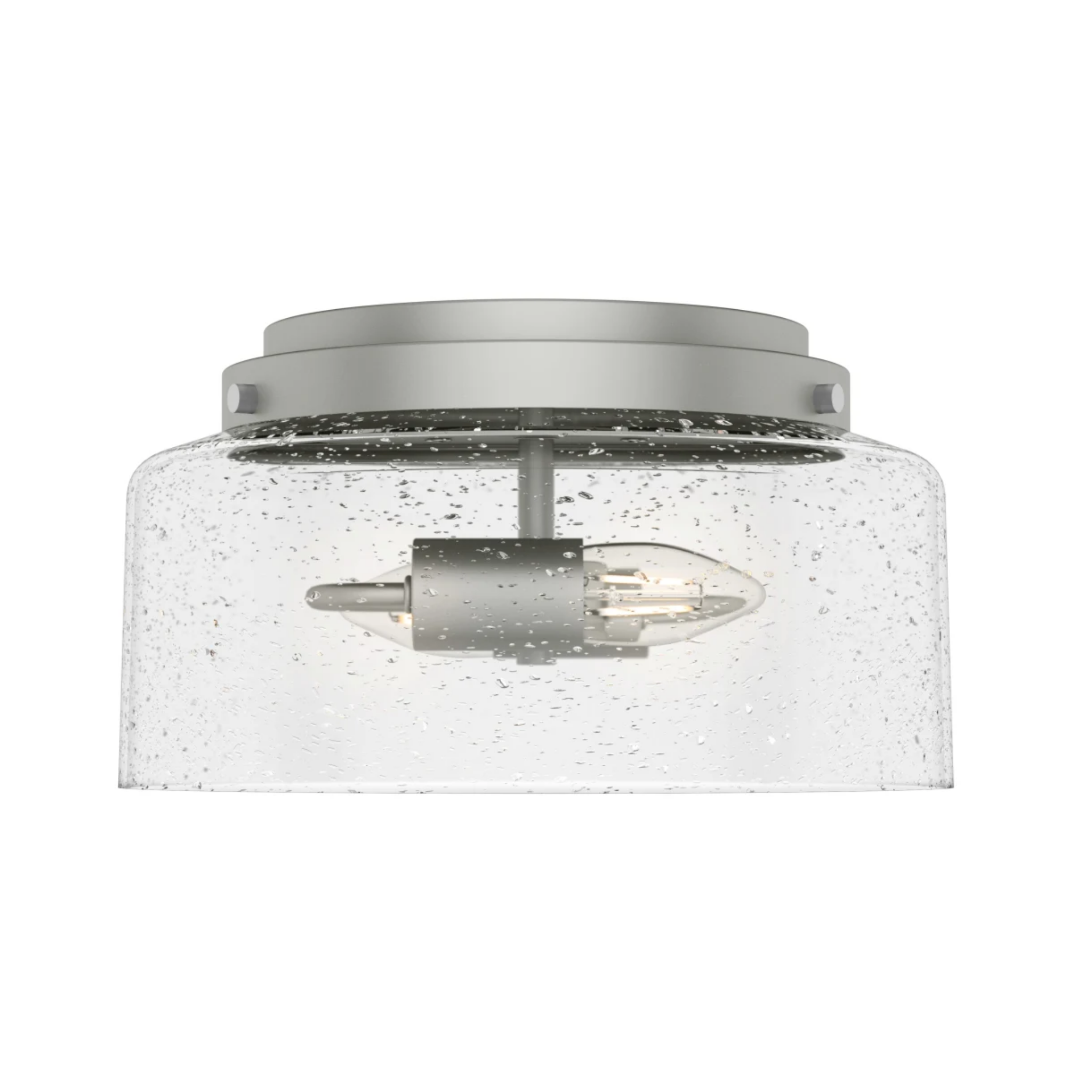 Hunter Hartland 2-Light Flush Mount Ceiling Light Fixture in Matte Silver - Modern Lighting for Bedroom, Hallway & Entryway