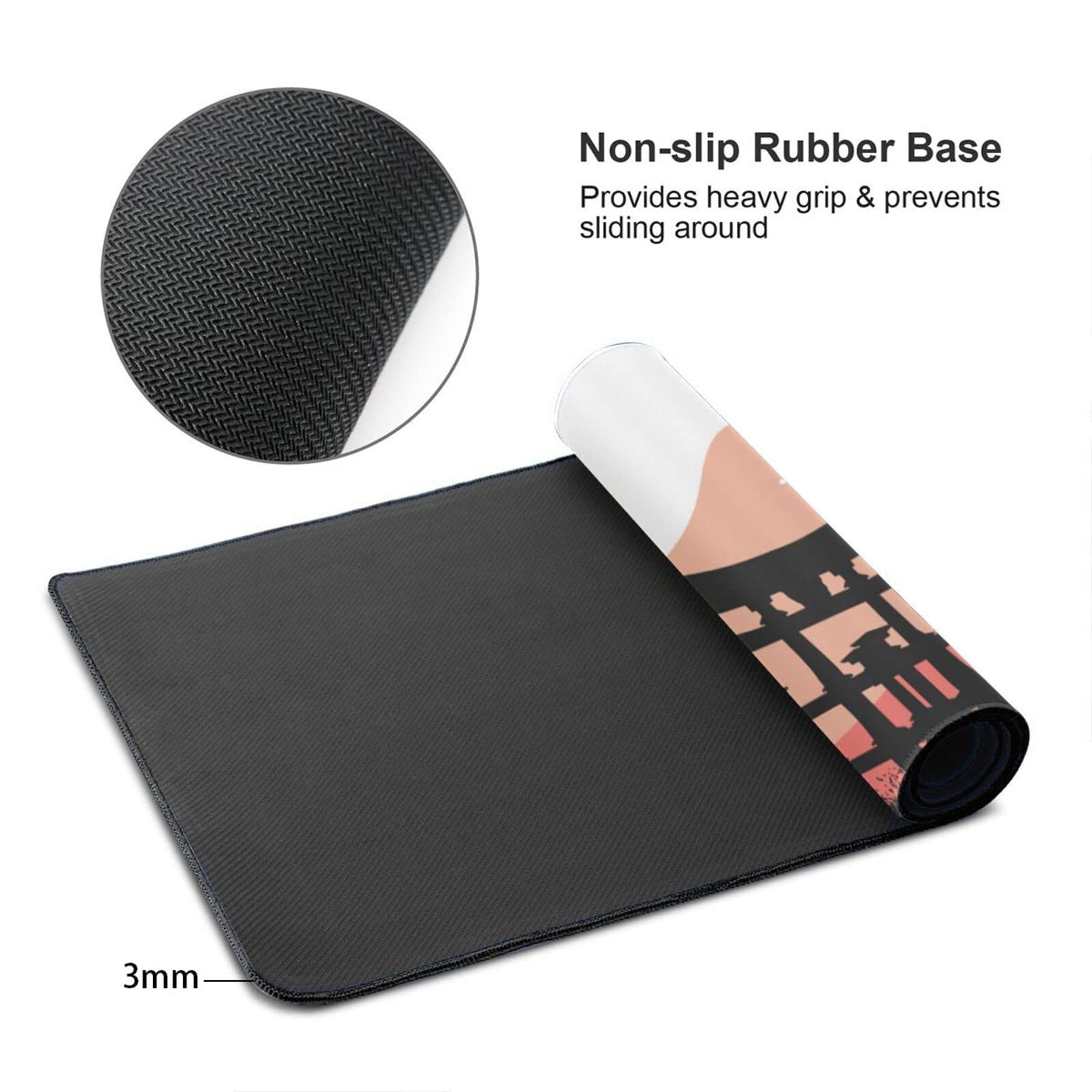 Japanese Mountain Cherry Blossom Gaming Mouse Pad - Extra Large 31.5''x11.8'' Non-Slip Rubber Base with Stitched Edges - Perfect for PC Gaming, Office Work & Home Computer Setup