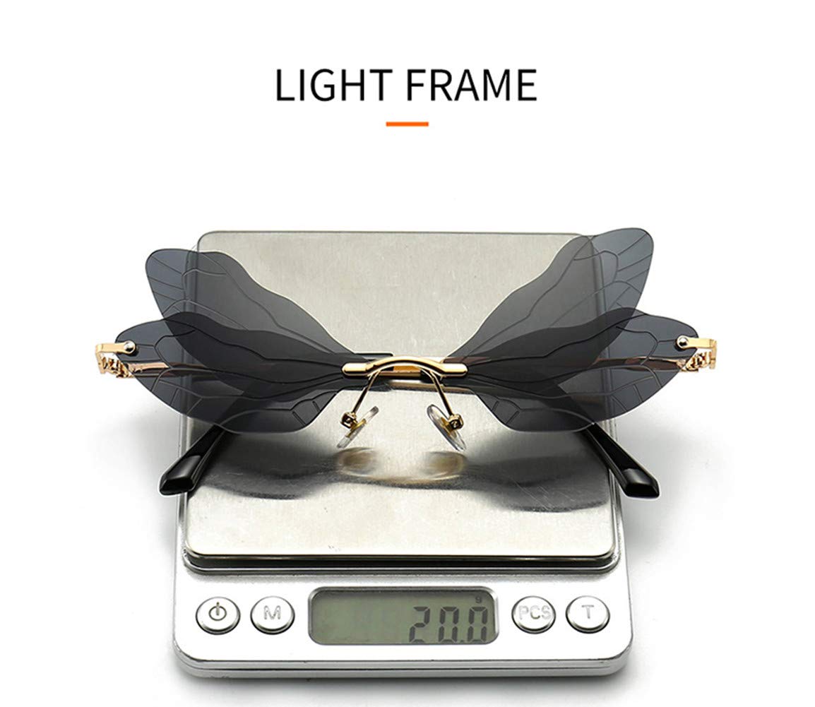 ENTHYI Dragonfly Wing Shape Sunglasses for Women & Men - Frameless Irregular UV Protection Glasses for Outdoor, Beach, Party & Fashion Accessories