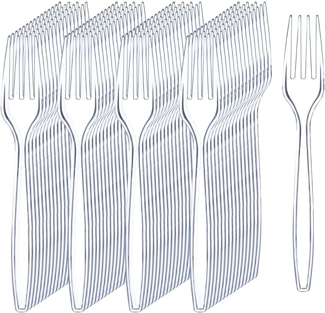 Liacere Premium Heavyweight Clear Disposable Plastic Forks - 360 Count Bulk Pack - Elegant Wedding, Party, Catering & Outdoor Dining Utensils