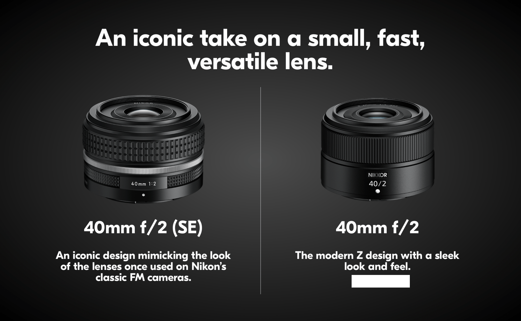 NIKKOR Z 40mm f/2 (SE) Lens for Nikon Z Mirrorless Cameras - Compact Prime Lens for Portrait, Street & Travel Photography