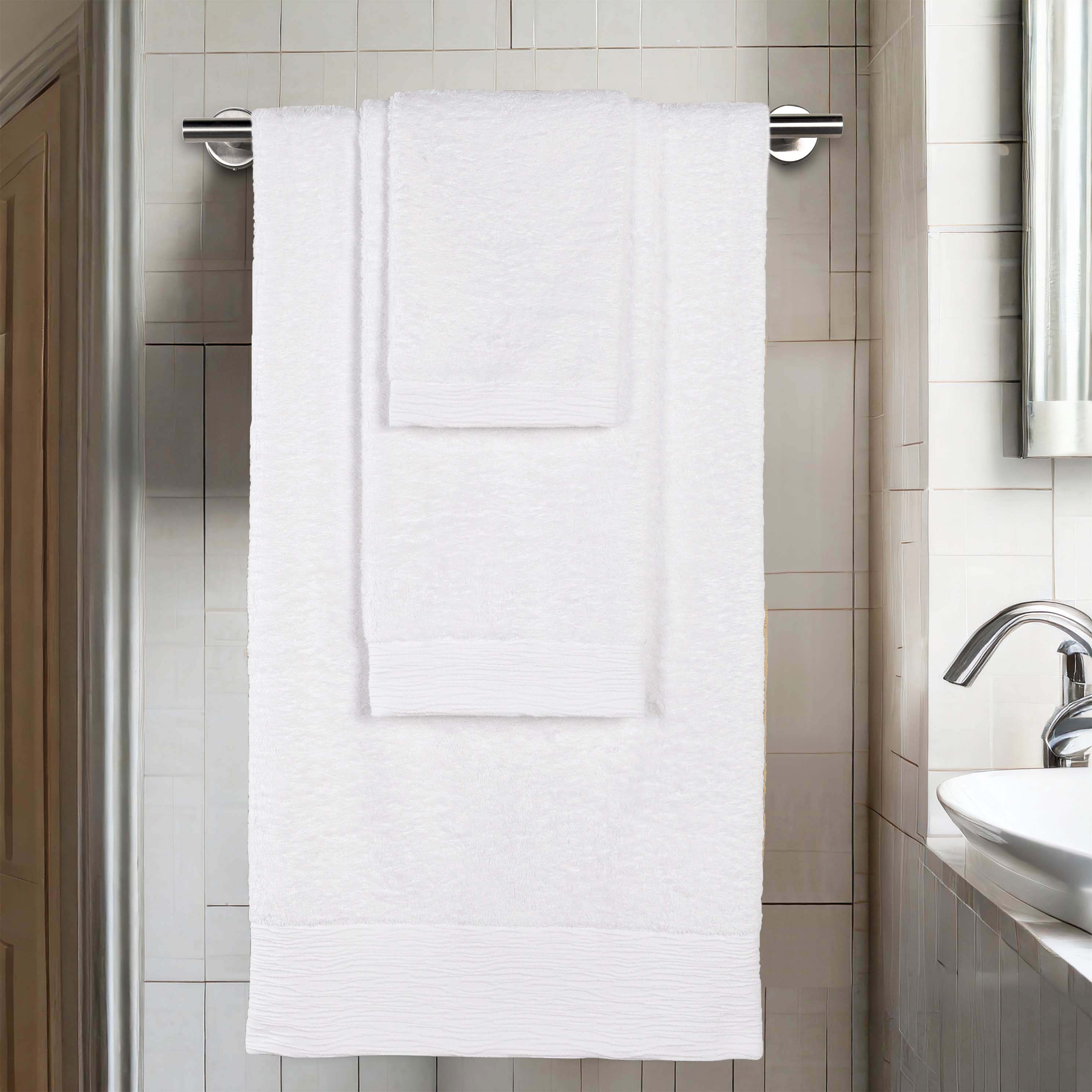 Rayon from Bamboo Eco-Friendly Soft 3-Piece Bath Towel Set - Ultra Absorbent & Sustainable for Spa, Bathroom & Beach Use