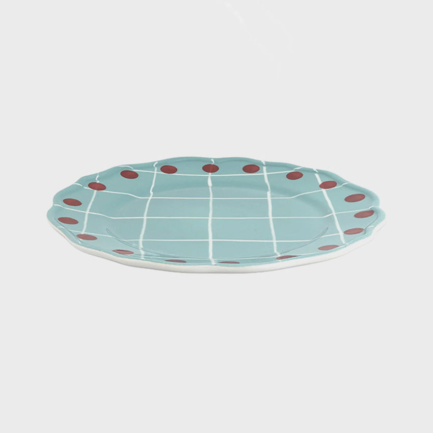 Bitossi Home Quadri Pois Rim Dinner Plate - Stylish Ceramic Dinnerware for Modern Dining & Entertaining - Perfect for Restaurants, Dinner Parties & Home Decor