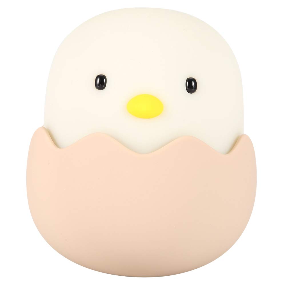 USB Rechargeable Silicone Baby Night Light - Cute Chick Shape Touch Control LED Nursery Lamp for Kids, Boys & Girls - Perfect for Bedside, Desk, Reading & Bedroom Decor (White)