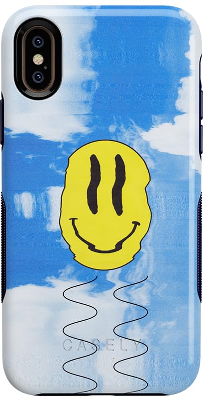 Casely iPhone X/XS Case - Glitch Smiley Face Design with Shockproof Protection | Trendy Aesthetic Phone Cover for Women & Men | Perfect for Daily Use, Travel & Social Media Enthusiasts