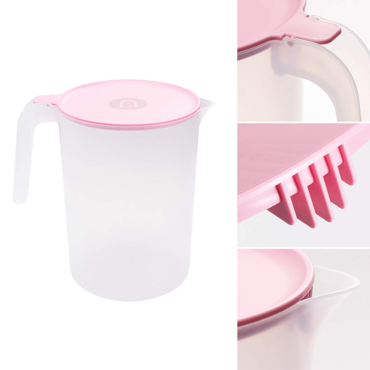 Hemoton 1pc Glass Pitcher with Lid - 64oz Black Cold Water Pitcher for Coffee, Juice & Beverages | BPA-Free Drink Dispenser for Refrigerator, Parties & Home Use