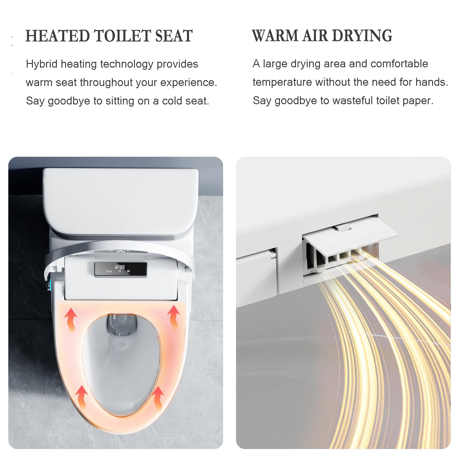 Premium Round Bidet Toilet Seat with Warm Water & Air Dryer - Heated Seat, 5 Spray Modes, Self-Cleaning Nozzle, Night Light & Remote Control - Perfect for Home, Elderly Care & Luxury Bathroom Upgrade