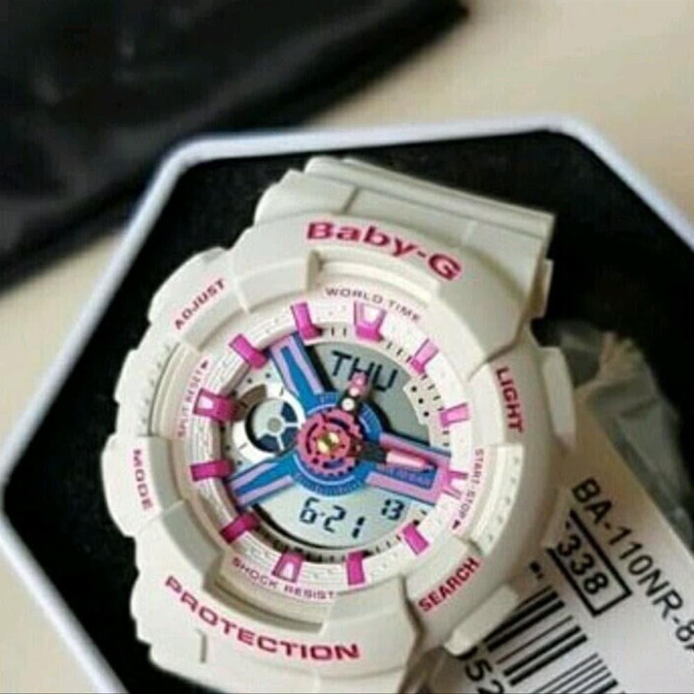 CASIO BABY-G BA-110NR-8ADR Digital Quartz Women's Watch - White Resin Band, Shock Resistant, Water Resistant for Swimming, Running & Outdoor Sports