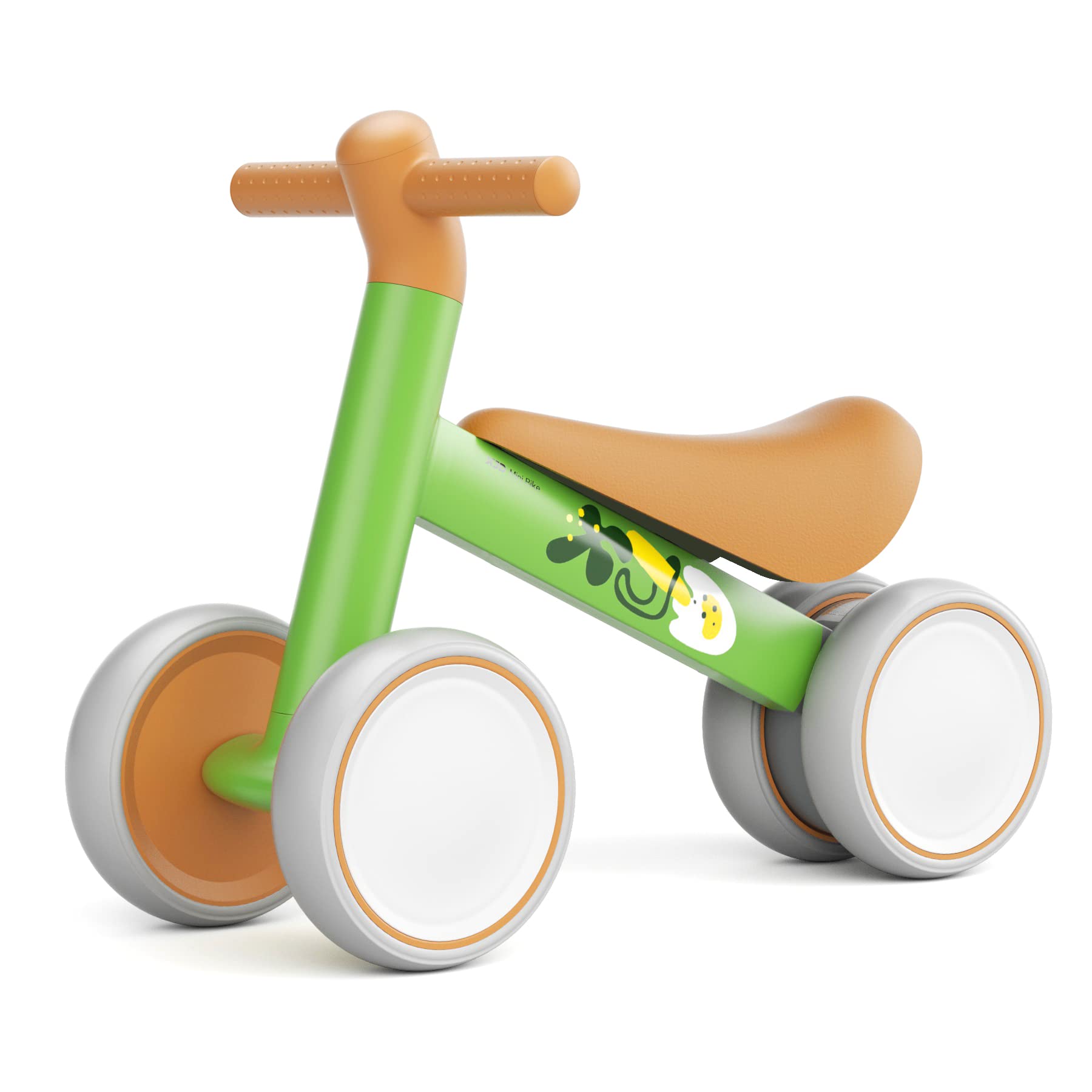 XJD Baby Balance Bike for 1-2 Year Old Toddlers | No Pedal 4-Wheel Training Bike for 10-24 Month Boys & Girls | First Bike & Birthday Gift | Indoor & Outdoor Riding Toy (Green)