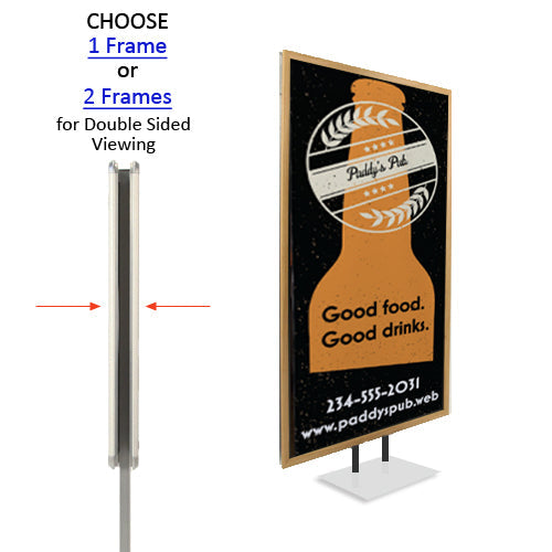 12x12 Double Pole Floor Stand Sign Holder - 1 1/4
