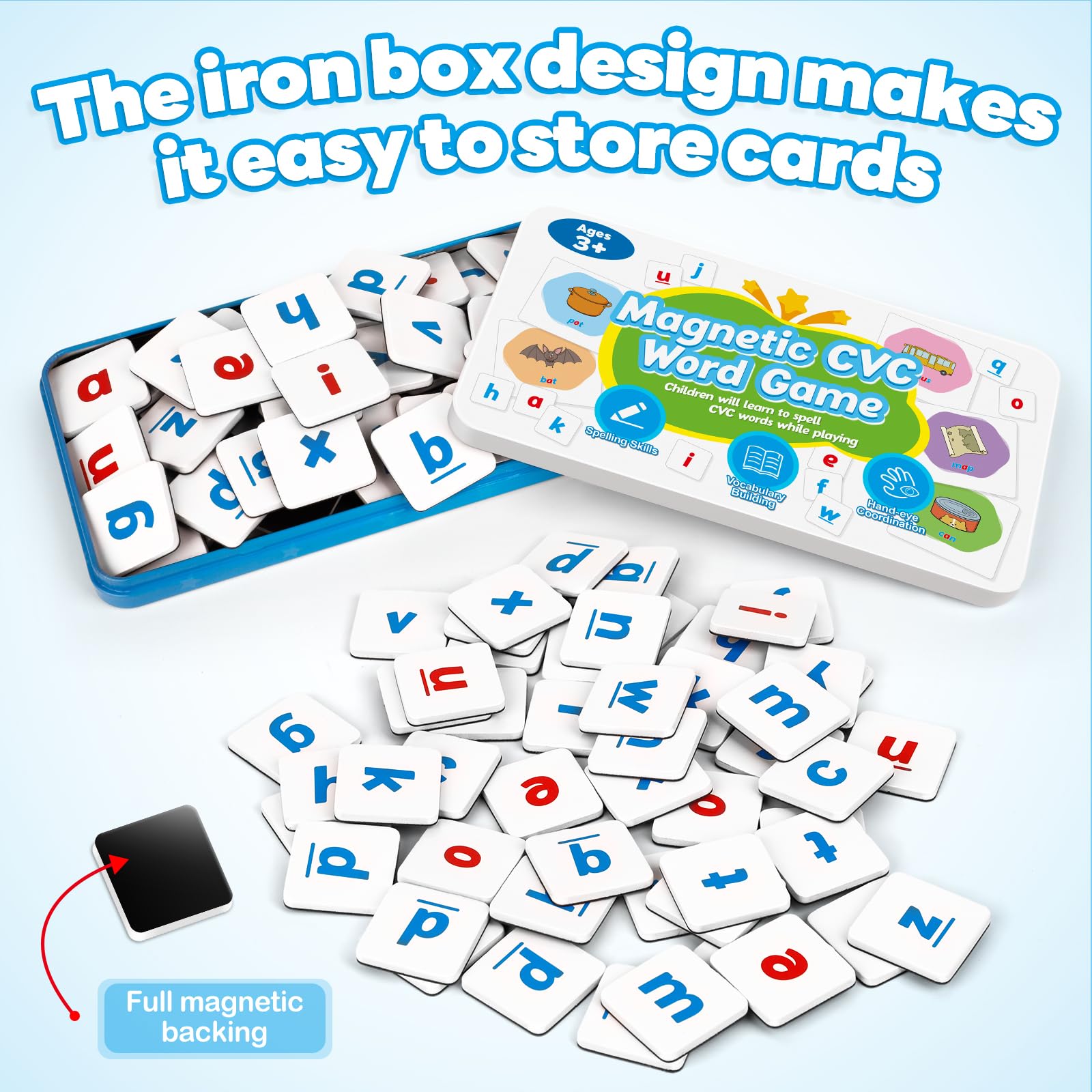 Magnetic Alphabet Letters & Phonics Flash Cards Set - CVC Word Games, ABC Refrigerator Magnets for Kids, Speech Therapy & Spelling Learning Toys for Toddlers and Preschool Classroom - Perfect for Homeschooling, Early Education, and Interactive Play
