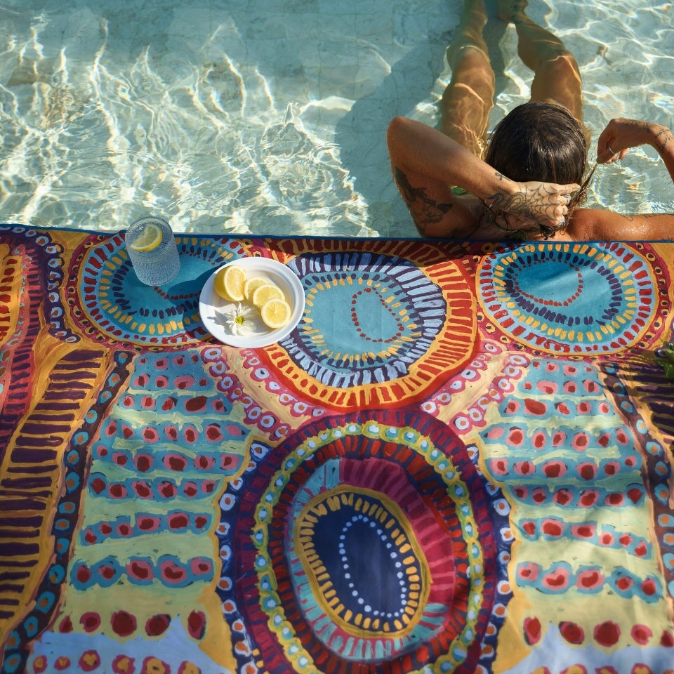 Two Dogs Dreaming Sand-Free Beach Towel - Quick Dry, Super Absorbent, Lightweight for Pool, Beach, Picnic, Travel & Outdoor Activities