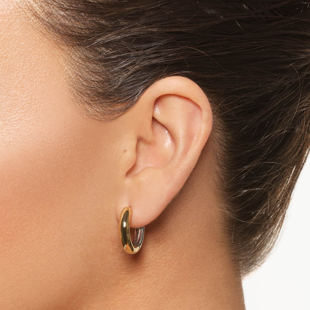 Stylish Midi Mixed Metal Reversible Hoop Earrings in Gold - Perfect for Everyday Wear, Parties & Special Occasions