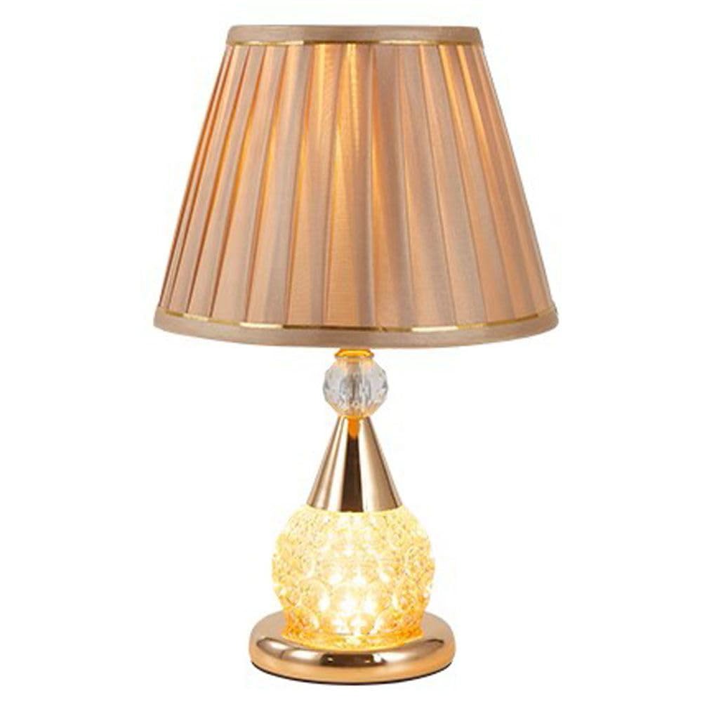 Elegant Fabric Lampshade with Tawny Glass Base - Vintage Style Bedside Table Lamp for Study Room, Living Room & Bedroom Decor - Soft Ambient Lighting for Reading & Relaxation
