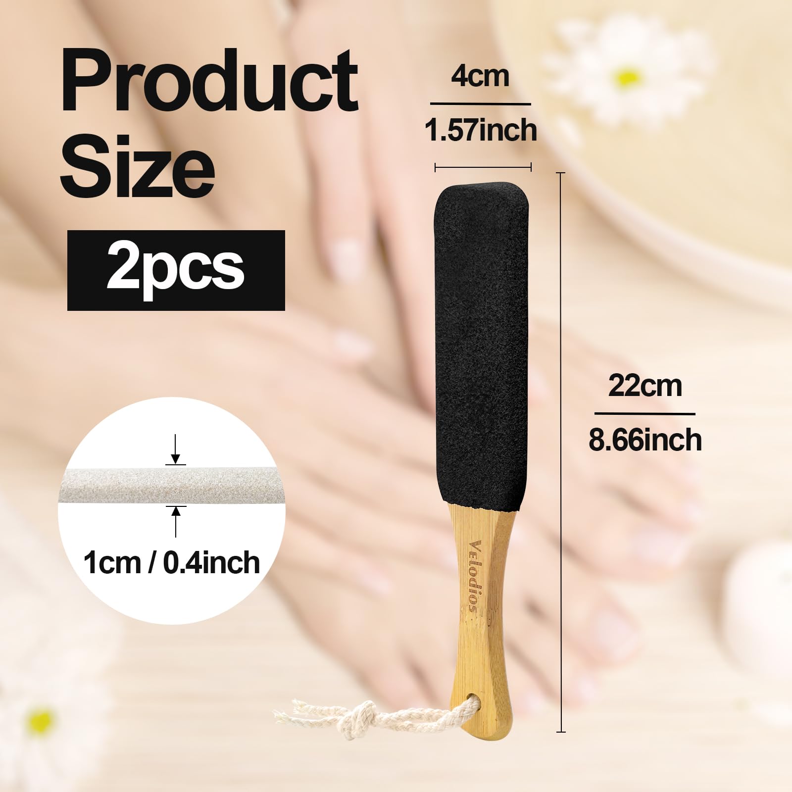 Professional Pedicure Tools Kit - 2 Pack Foot Scrubber with Handle for Cracked Heels, Dead Skin & Corn Removal - Foot File, Massage Brush & Scraper for Men & Women (Black) - Perfect for Home Spa & Foot Care Routine