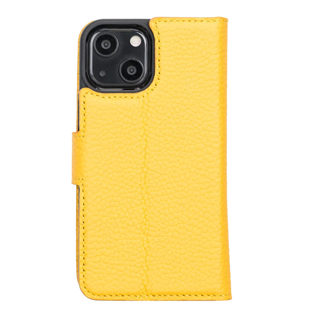 Premium Yellow Leather Wallet Case for iPhone 13 Mini - Slim Protective Cover with Card Slots | Perfect for Everyday Use, Travel & Business