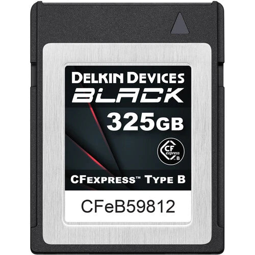 Delkin Devices 325GB BLACK CFexpress Type B Memory Card - High-Speed Professional Photography & 8K Video Recording Storage Solution for DSLR, Mirrorless Cameras and Cinema Cameras