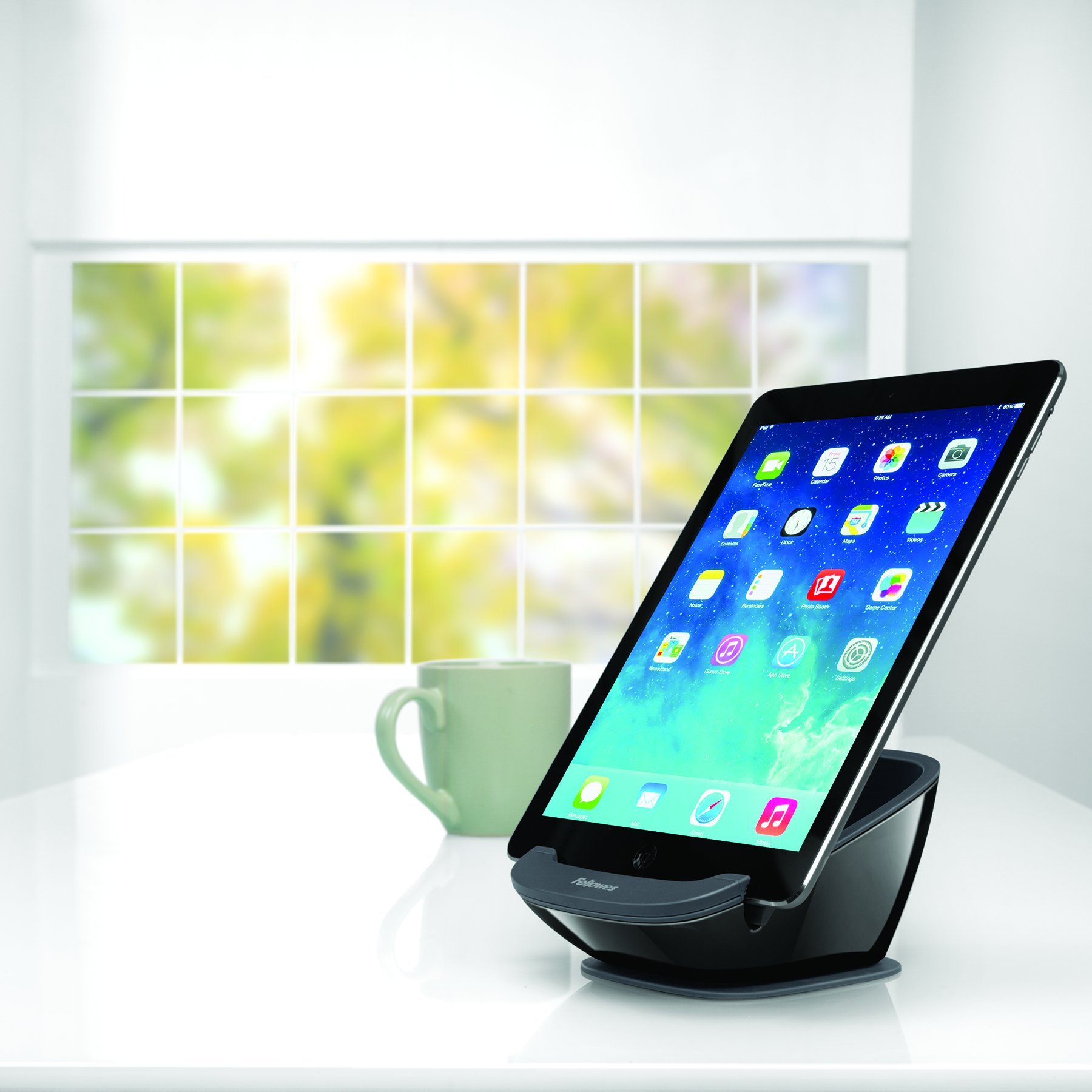 Fellowes I-Spire Series Tablet Stand with Suction - Adjustable Holder for iPad, Samsung Tablets - Perfect for Home, Office & Travel (Black, Model 9473501)