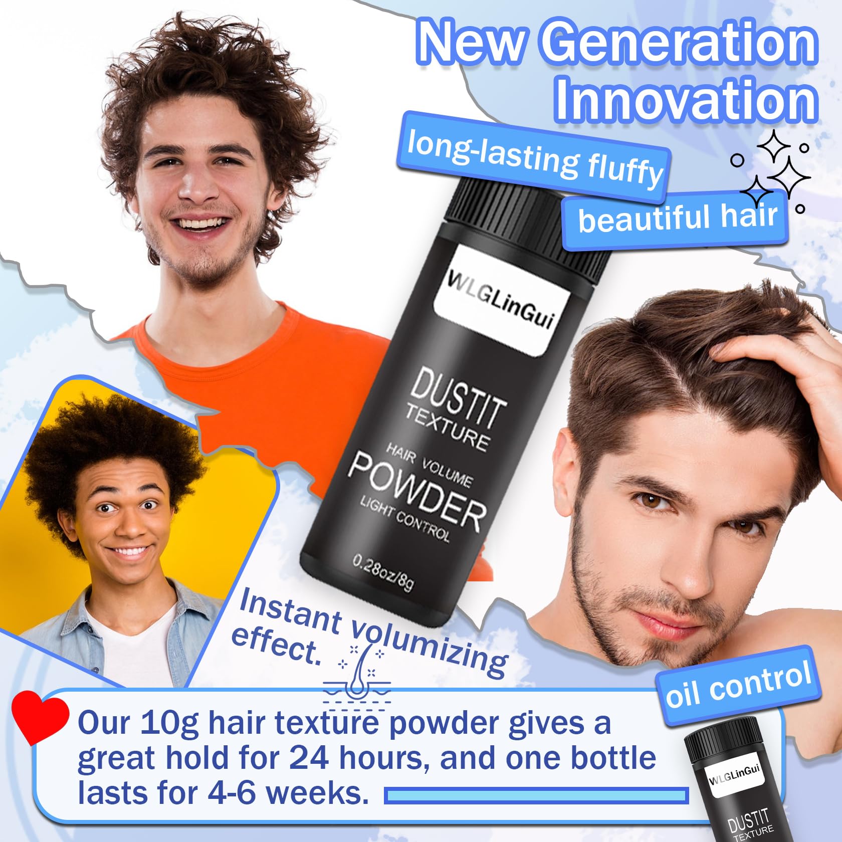 Men's Hair Styling Powder - Volumizing & Texturizing Powder for Fluffy Hairstyles - 8g Hair Texture Powder for Natural Volume & Grip - Perfect for Daily Styling, Special Occasions & Professional Looks
