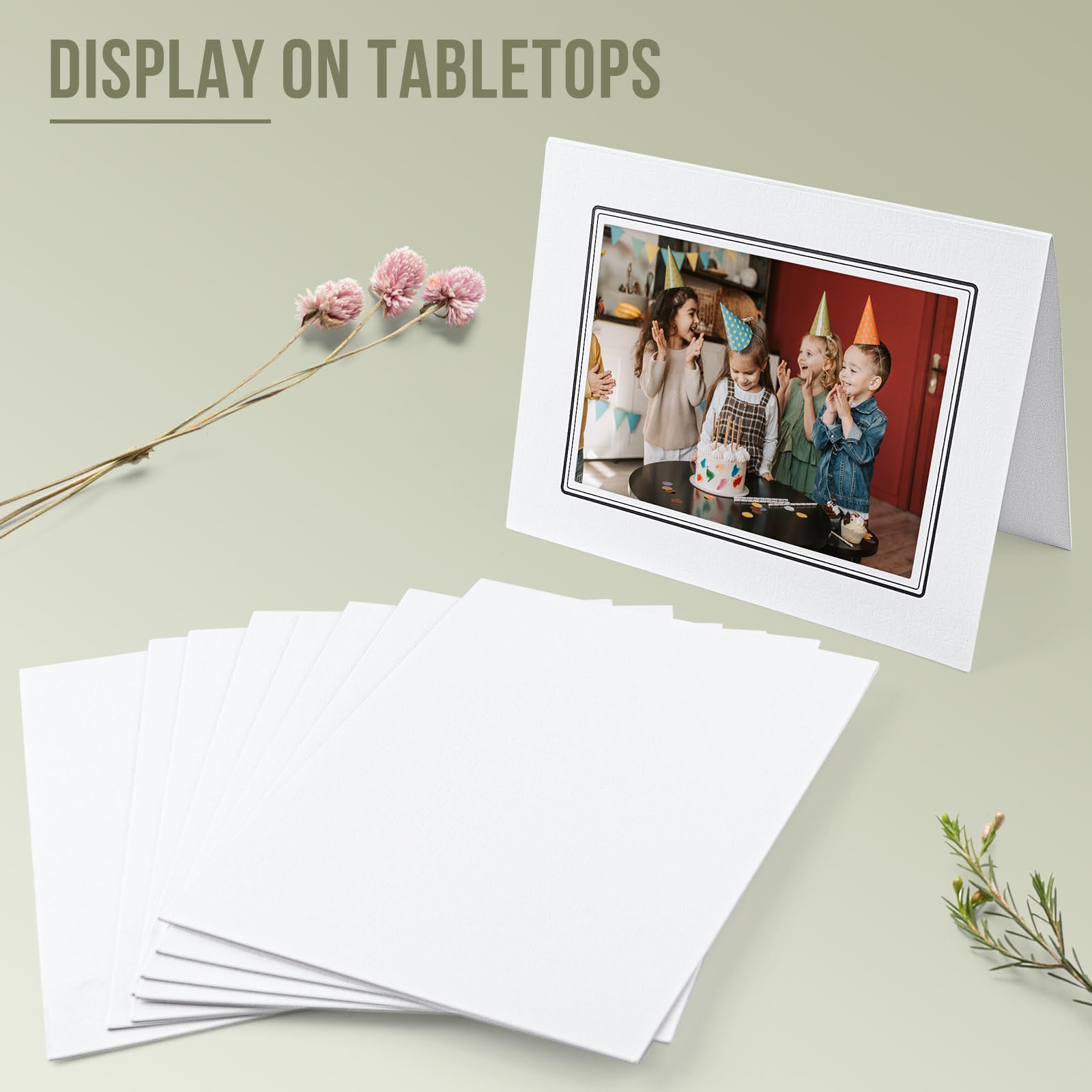 50 Pack 5x7 Photo Folders - White Cardboard Picture Frame with Black Lining | Greeting Cards & Invitations for Graduation, Wedding, Christmas | Perfect for Scrapbooking, Memory Keepsakes & Special Events