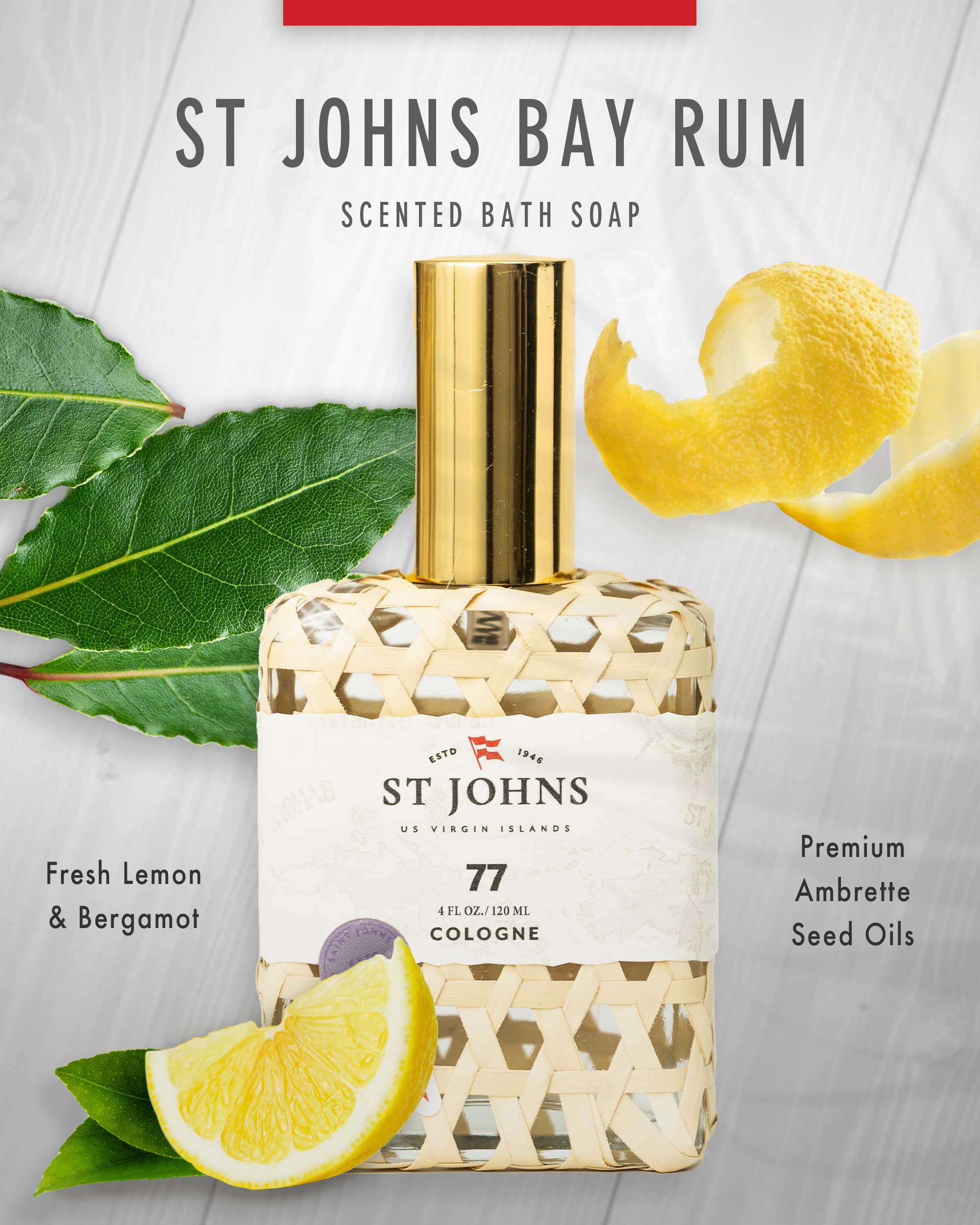 St. John Fragrance Company No. 77 Cologne for Men | Virgin Islands Inspired Fresh Scent | 4 oz Eau de Cologne Spray | Sophisticated Fragrance for Day & Night Wear