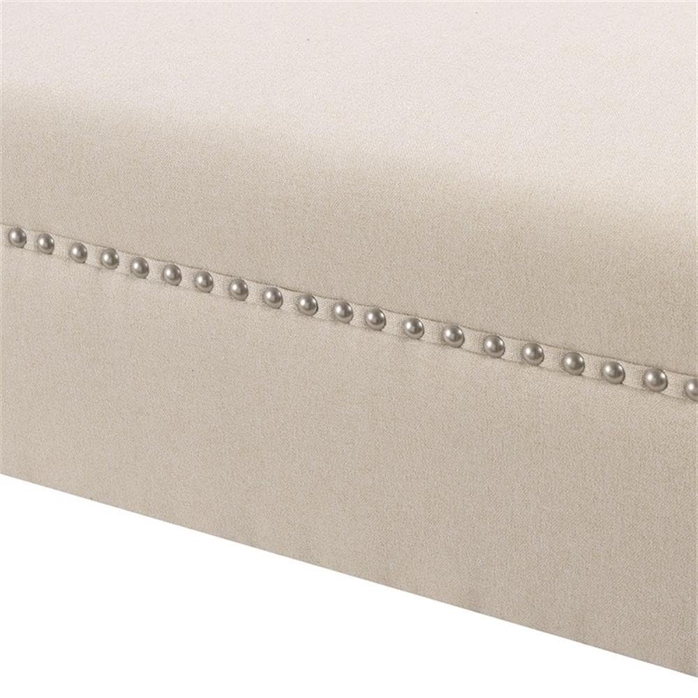 MAKLAINE Modern Roll Arm Entryway Accent Bench in Sky Neutral - Stylish Upholstered Storage Bench for Hallway, Living Room & Bedroom - Perfect for Small Space Decor & Extra Seating