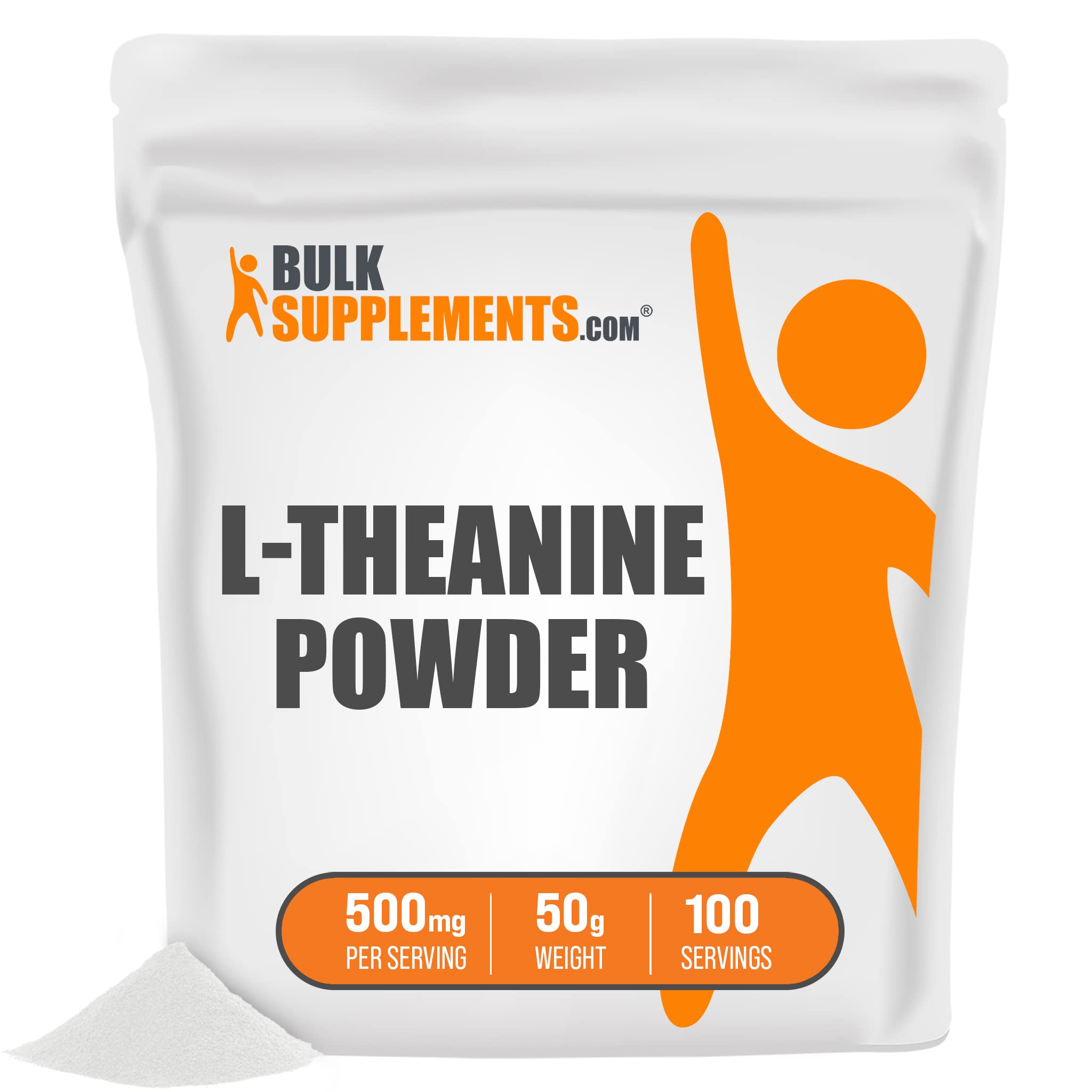 BulkSupplements L-Theanine Powder 50g (1.8 oz) - Pure Amino Acid Supplement for Focus, Stress Relief & Relaxation - Vegan & Non-GMO Brain Support Supplement for Men & Women - Perfect for Work, Study & Meditation