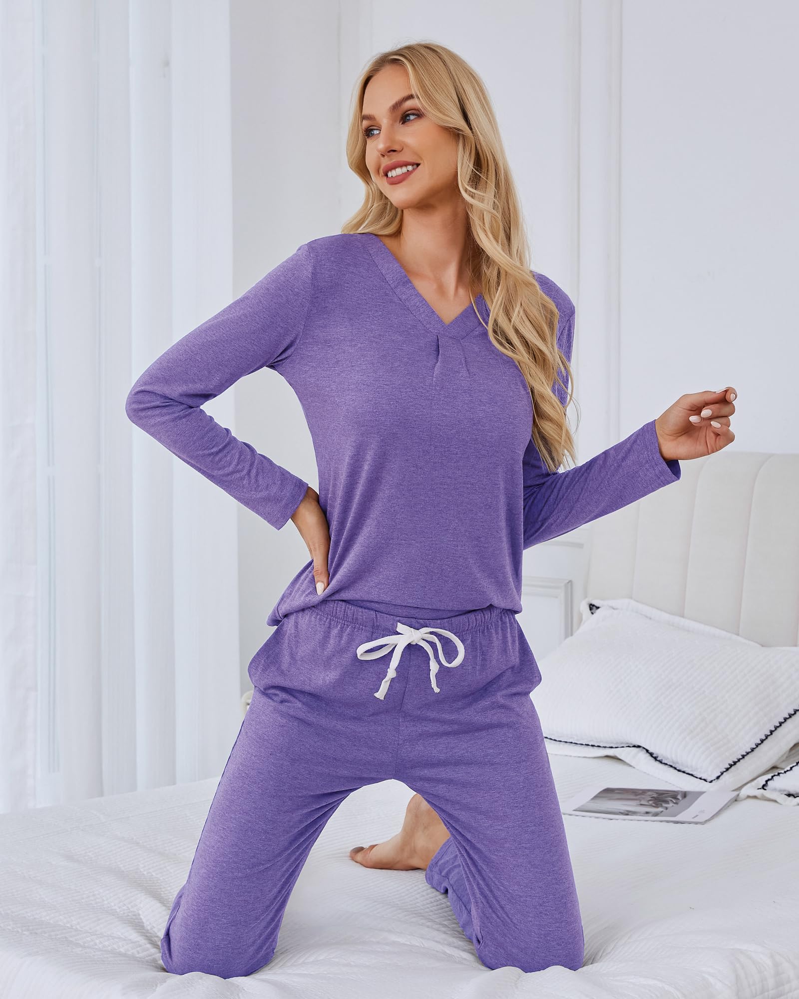 Difficort Women's Pajama Sets - Soft Long Sleeve Sleepwear with Pockets, Cozy Lounge Pjs for Winter Nights - Perfect for Sleeping, Relaxing at Home & Gift Giving