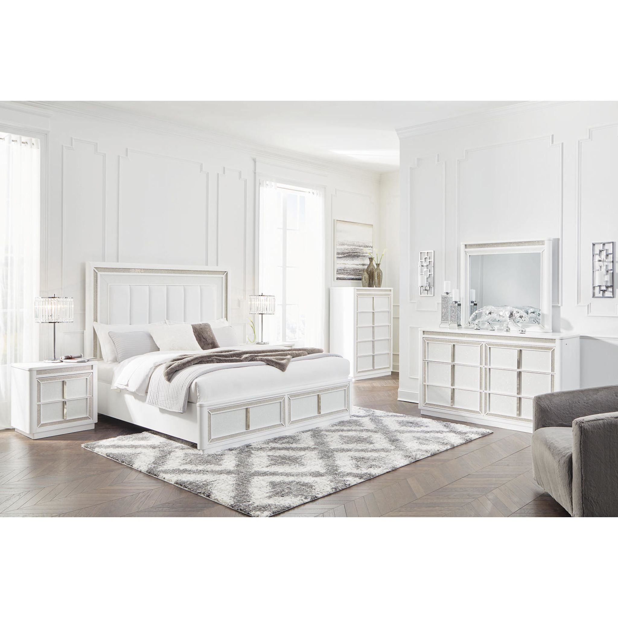 Chalanna 5-Piece Bedroom Storage Set - Wooden Dresser, Nightstand & Wardrobe Organizer for Master Bedroom or Guest Room