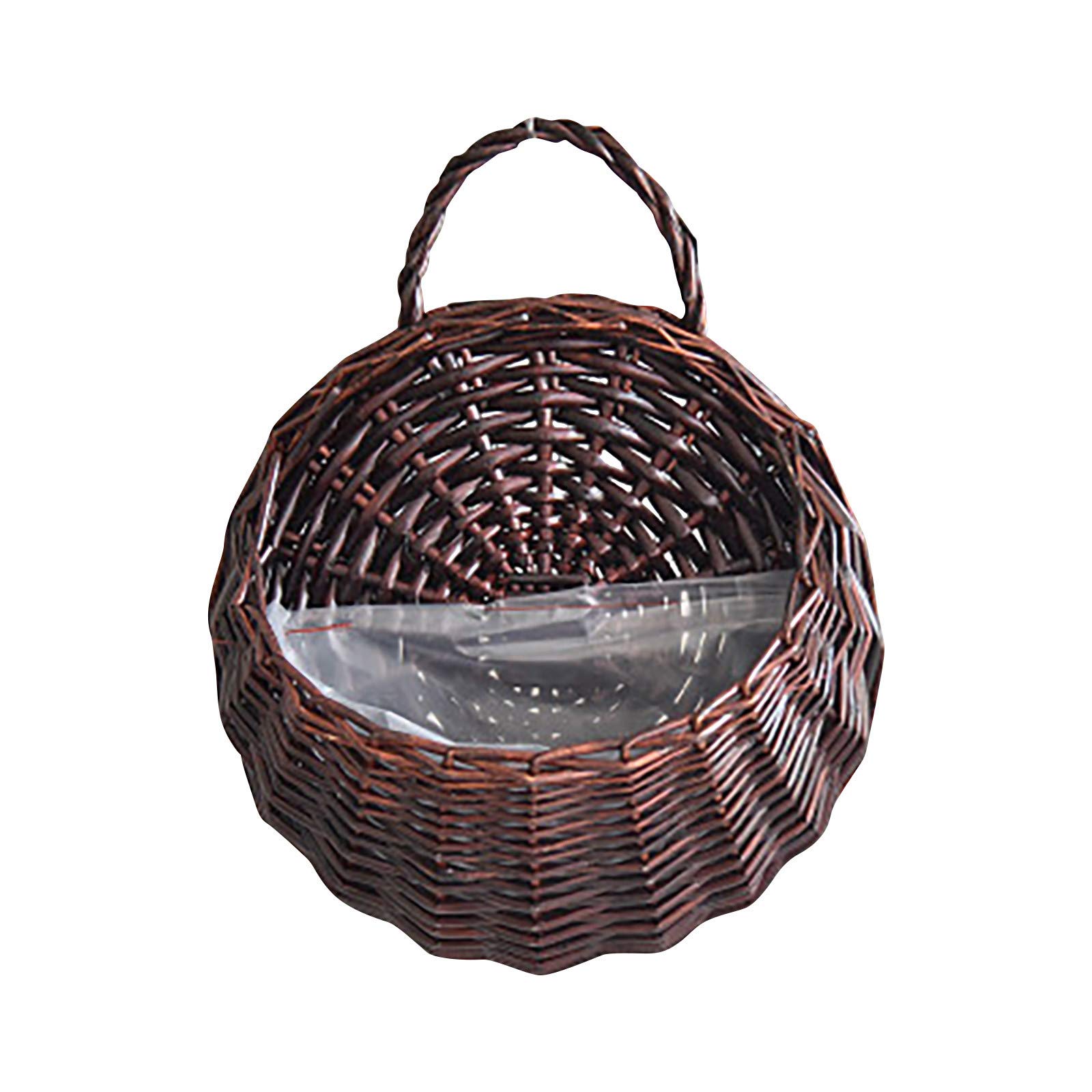 Handmade Woven Hanging Flower Pot Basket - Wall Mounted Storage Planter for Indoor/Outdoor Garden Decor (Coffee Color) - Perfect for Balcony, Patio, and Home Decoration