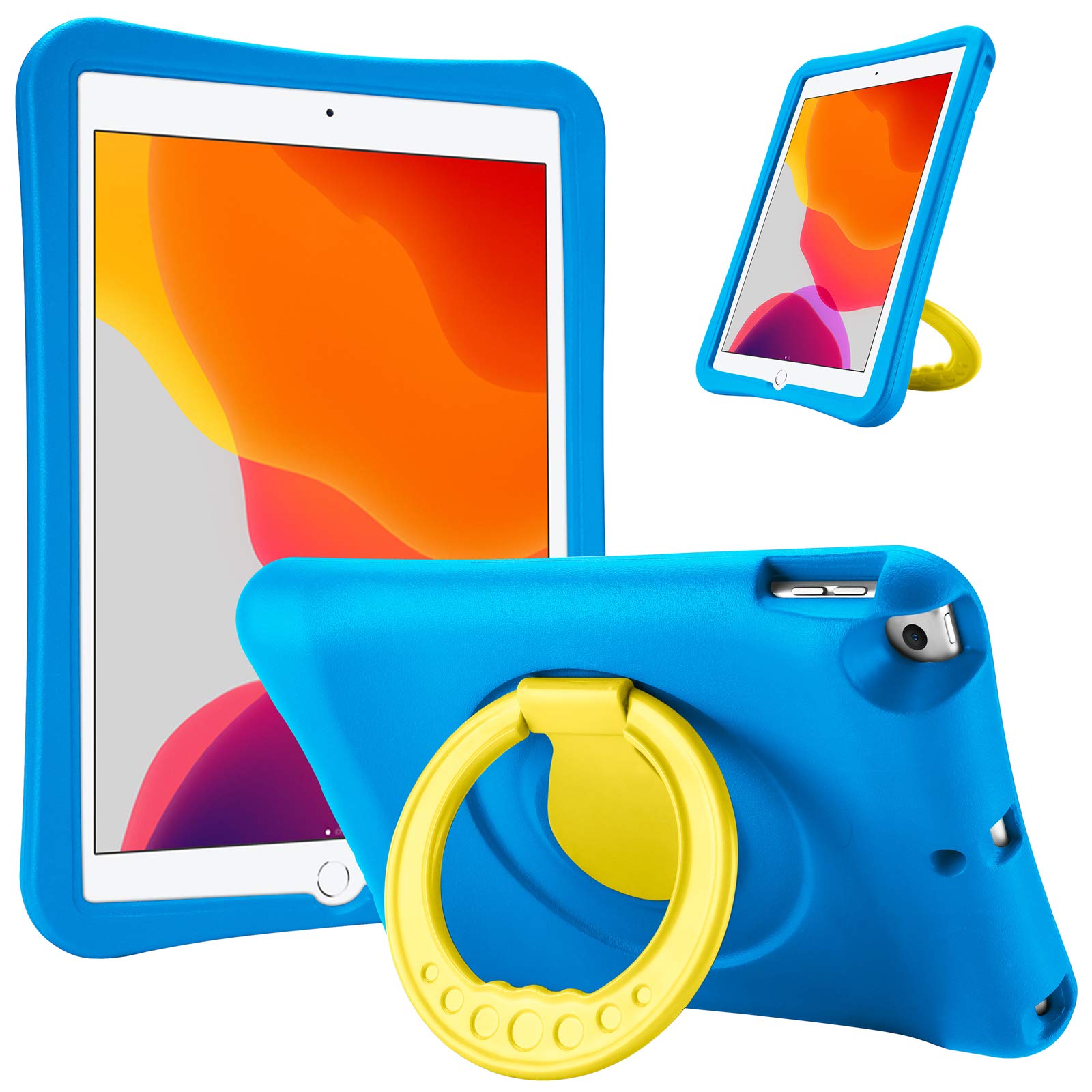 ProCase Shockproof Kids iPad Case for iPad 10.2 (7th/8th/9th Gen), iPad Air 10.5 (3rd Gen) & iPad Pro 10.5 - Lightweight Protective Cover with Rotatable Kickstand & Grip - Perfect for School, Travel & Home Use (Blue)