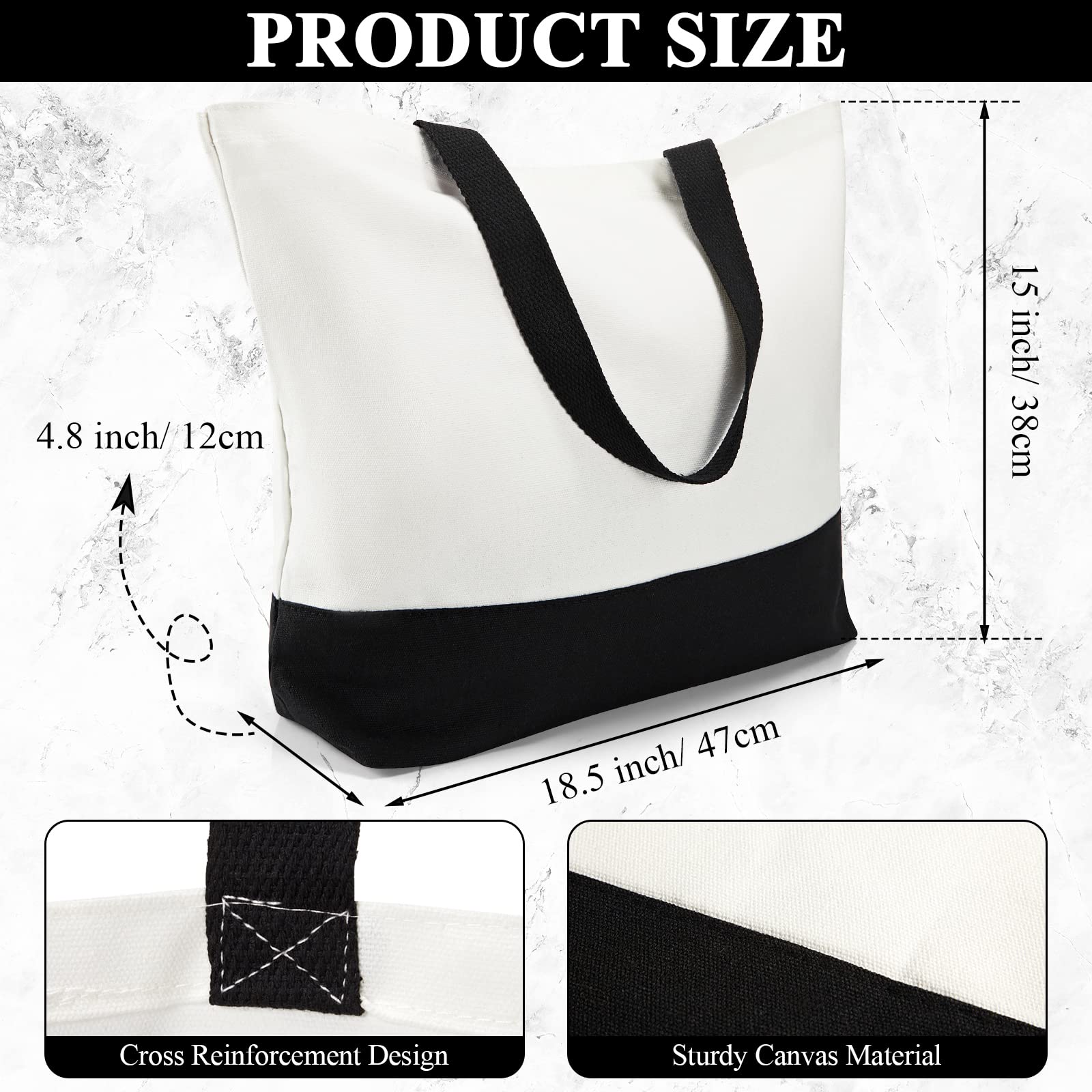 10 Pack Blank Canvas Tote Bags - Large Reusable Grocery Bags for Shopping, Beach & Travel