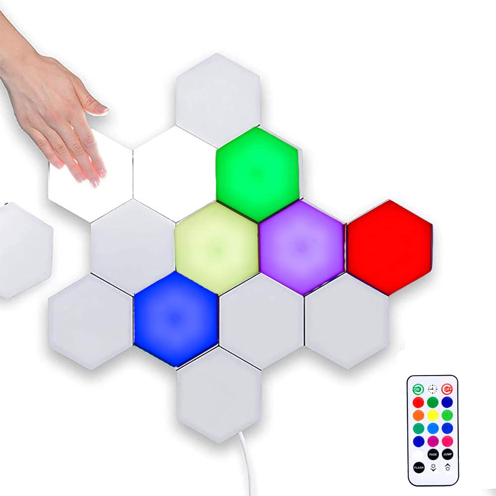 Hexagonal Wall Lights - Smart Touch LED Honeycomb Night Lights, DIY Modular Wall Lamps for Bedroom, Living Room, Hallway - Modern Home Decor Lighting (20 Pack) - Perfect for Kids Rooms, Nurseries & Ambient Lighting