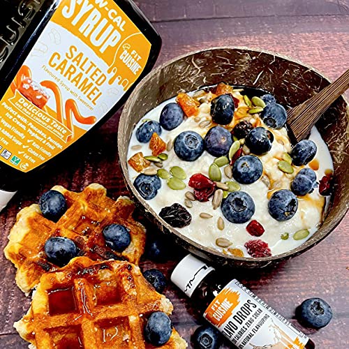 Applied Nutrition Fit Cuisine Low Calorie Syrup - Salted Caramel Flavor 14.4oz (425ml) | Sugar-Free Pancake & Coffee Topping for Keto Diet & Weight Loss