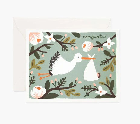 Beautiful Stork Baby Shower Congratulations Card - Perfect for Newborn Celebrations, Gender Reveals & Welcoming Baby Gifts