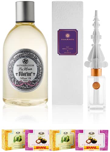 Premium Harnn A85 Bath & Bloom Fevier Diffuser Oil - Aromatic Sao Pepper & Lavender Essential Oil for Relaxation | Fast DHL Express Shipping by Thaigiftshop [Free Tomato Facial Mask Included] | Perfect for Spa, Yoga, Meditation & Home Aromatherapy
