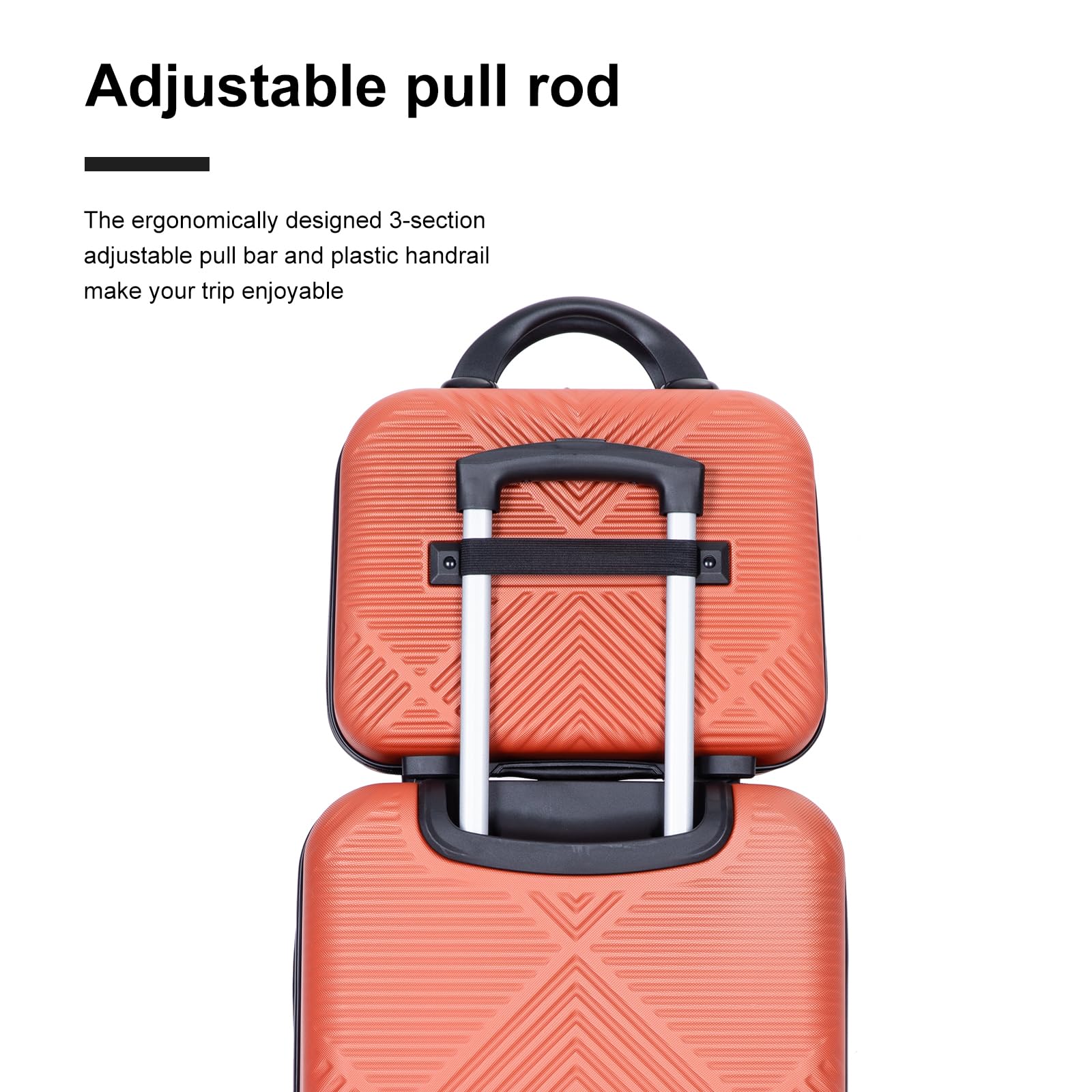 4-Piece Hardshell ABS Luggage Set with Double Spinner Wheels - Lightweight & Durable Suitcase for Carry-On & Checked Travel (Orange) - Perfect for Family Vacations, Business Trips & International Travel