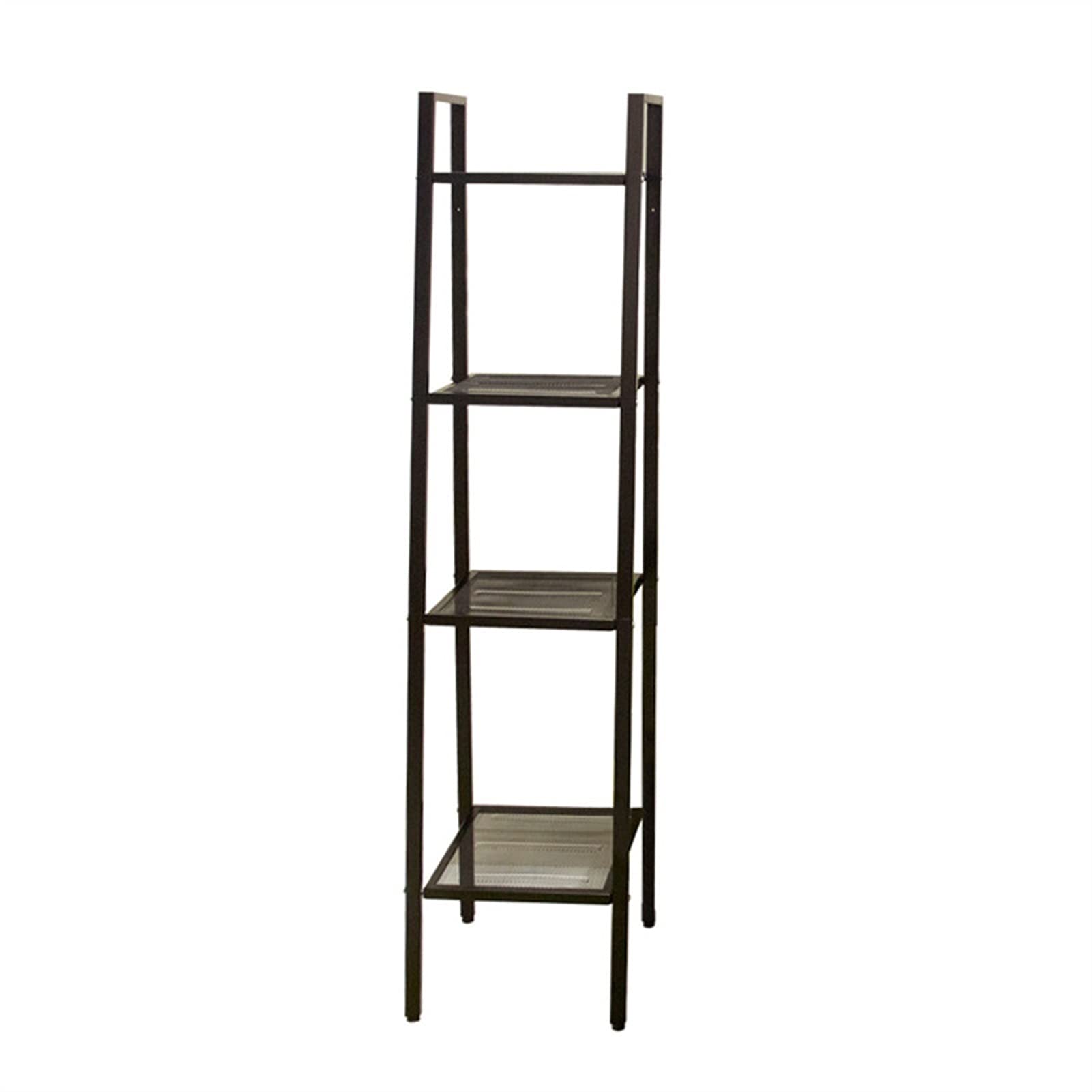 4-Tier Metal Storage Shelf Organizer - Space Saving Multipurpose Rack for Kitchen, Bathroom, Bedroom, Garden & Balcony - Black (Perfect for Home Organization & Decoration)