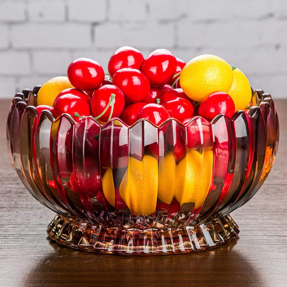 Handmade Crystal Glass Fruit Bowl - Decorative Reusable Kitchen Countertop Storage Basket for Fruits, Snacks & Display (12x22cm) - Perfect for Dining Tables, Kitchen Islands & Home Decor
