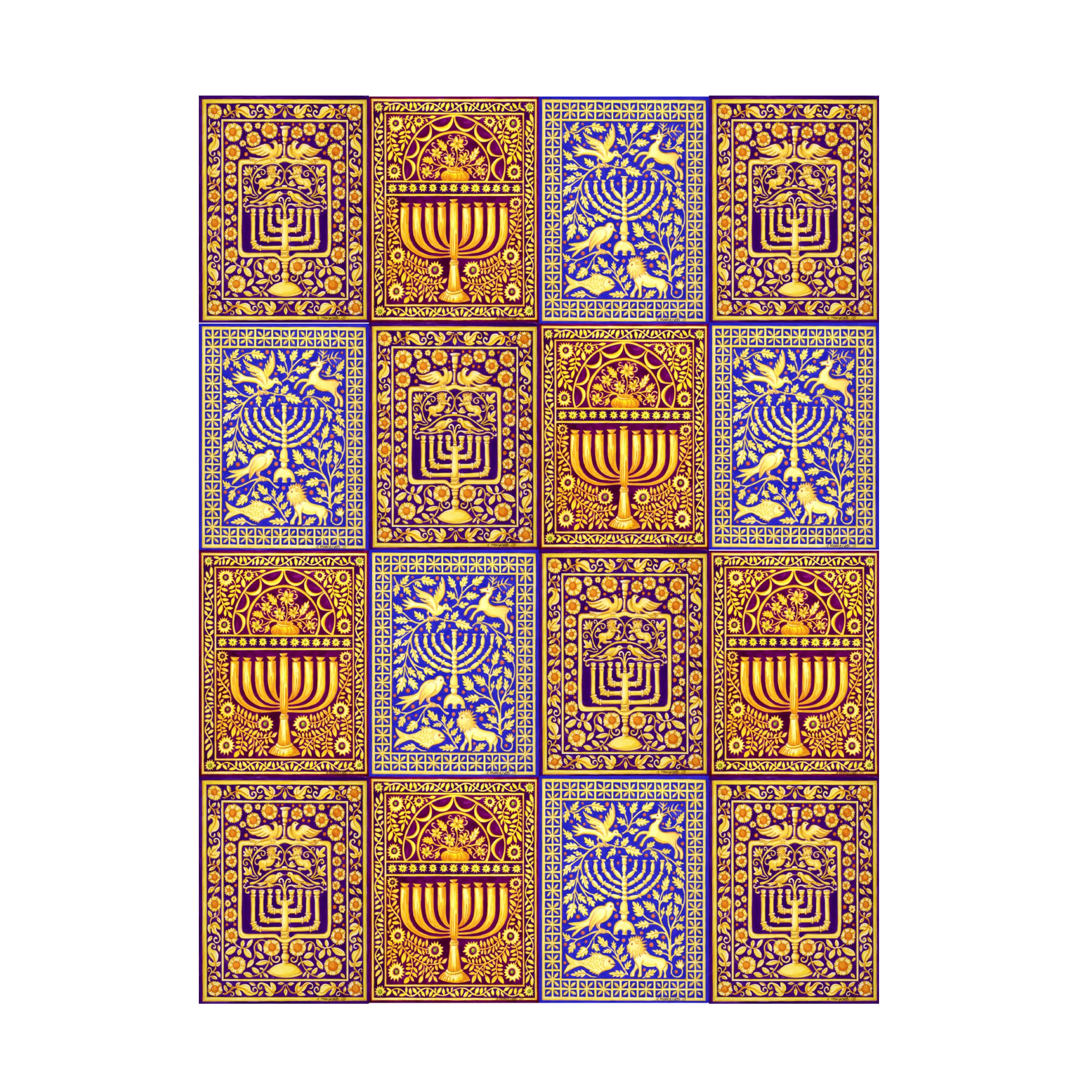 Trademark Fine Art 'Hanukkah Menorah Collage Verticals' Canvas Wall Art by Andrea Strongwater - Perfect for Jewish Holiday Decor, Home & Office Decorations