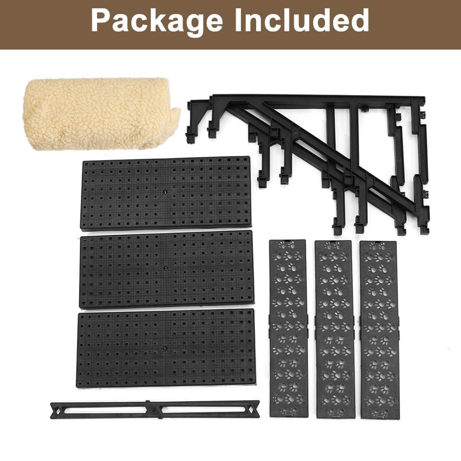 Pet Stairs for Dogs & Cats - 3-Step Soft Padded Ladder for Sofa/Bed - Lightweight & Portable, Supports 40lbs