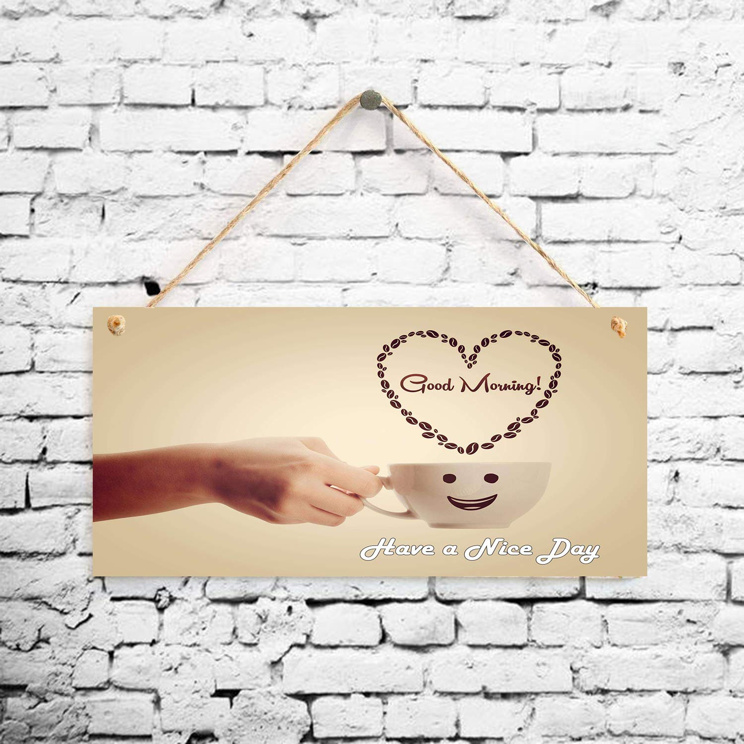 MHreat Wooden Sign - 'Have a Nice Day' Rustic Coffee Themed Wall Art - 5x10 Inches Home Decor for Front Door, Living Room & Office - Perfect Gift for Coffee Lovers