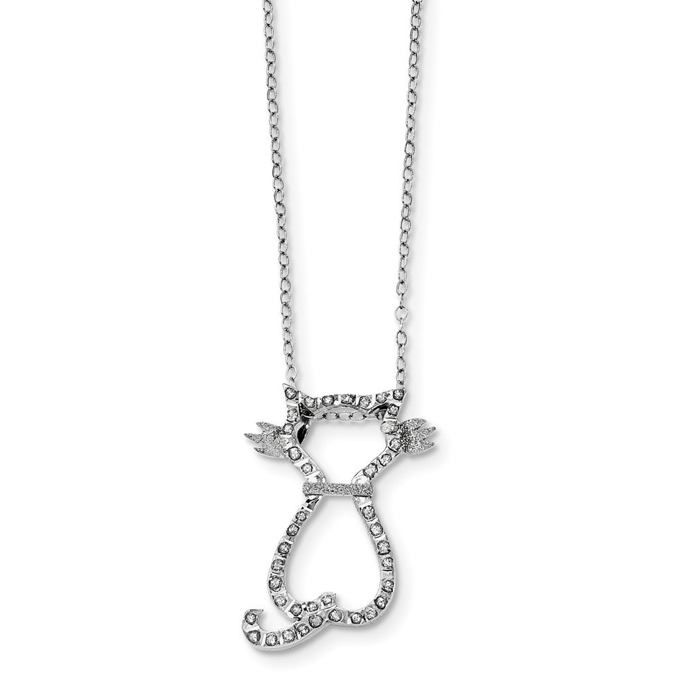 FB Jewels Genuine 925 Sterling Silver Diamond Cat Pendant Necklace - 18 Inch Elegant Chain for Women, Perfect Gift for Cat Lovers & Jewelry Enthusiasts | Ideal for Birthdays, Anniversaries & Special Occasions