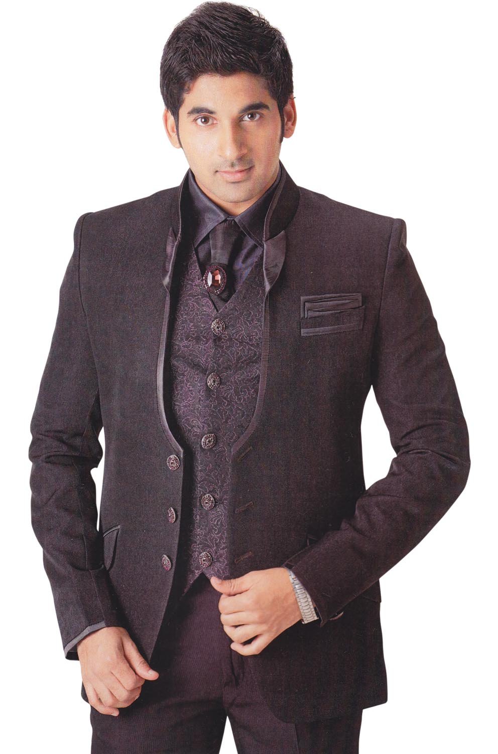 INMONARCH Men's 7-Piece Purple Wine Tuxedo Suit Set - Formal Wedding Attire, Prom Suit, Evening Gown for Special Occasions