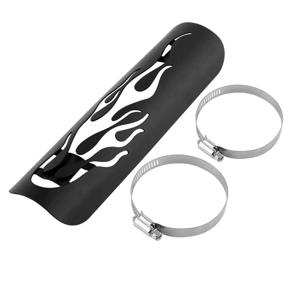 AQXREIGHT Universal Motorcycle Exhaust Heat Shield - Black Flame Resistant Muffler Cover Guard for Harley, Honda, Yamaha & More - Perfect for Long Rides & Hot Weather Protection